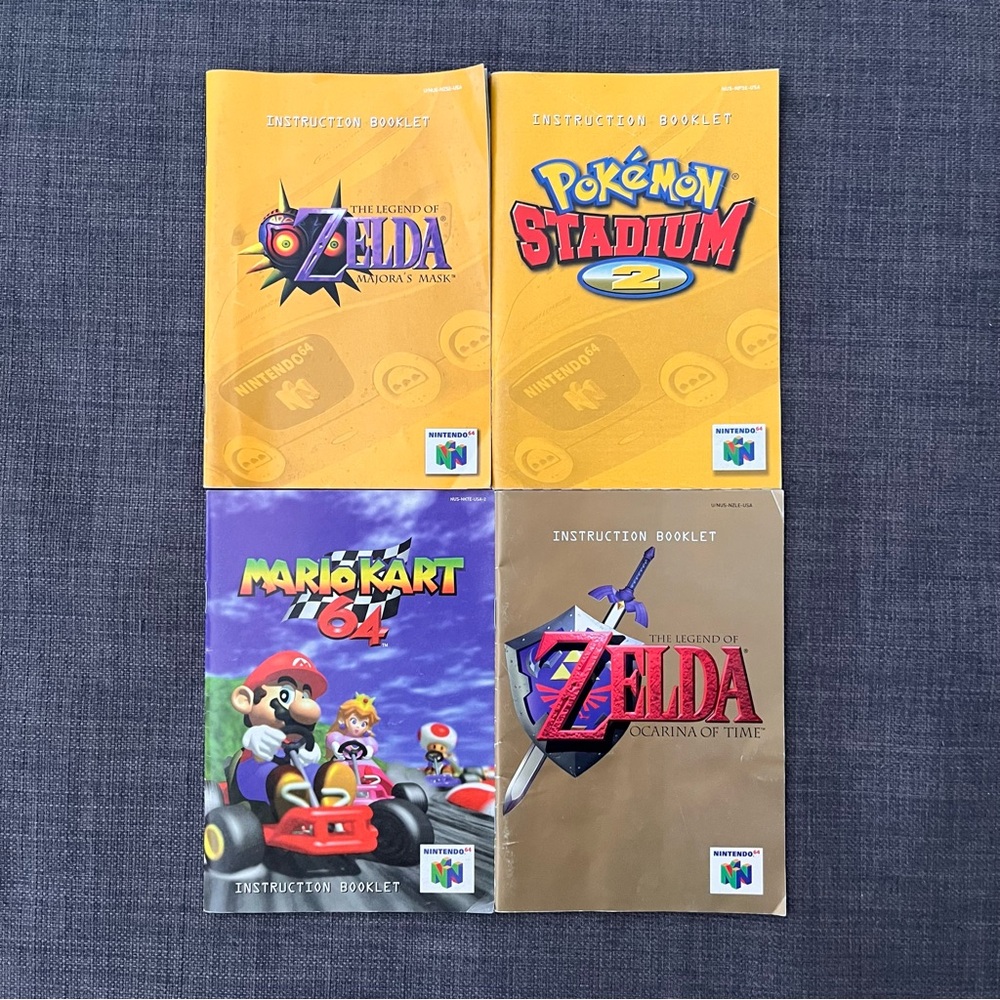 Vintage Gaming Lot of 4 Nintendo 64 Manuals Only N64 Zelda Mario Kart Pokemon